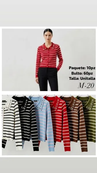 Suéter de punto con cuello y botones