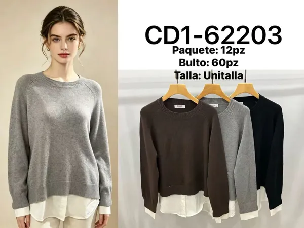 Suéter con camisa integrada