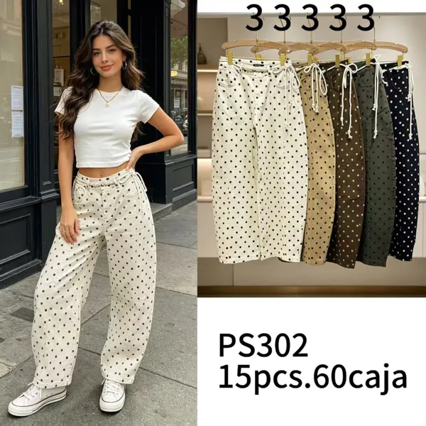 Pantalón de puntos con jareta