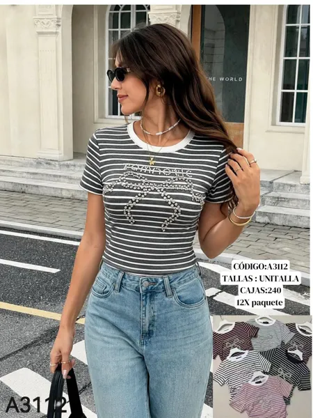 Blusa a rayas con aplicación de moño