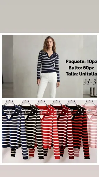 Suéter de punto a rayas con botones decorativos