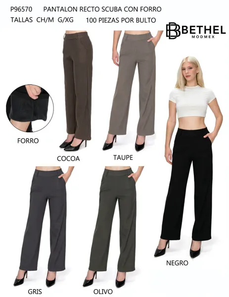 Pantalón Recto Scuba con Forro