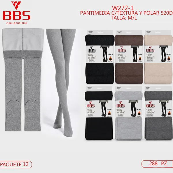 Pantimedia con textura y forro polar para dama, 520D, colores surtidos