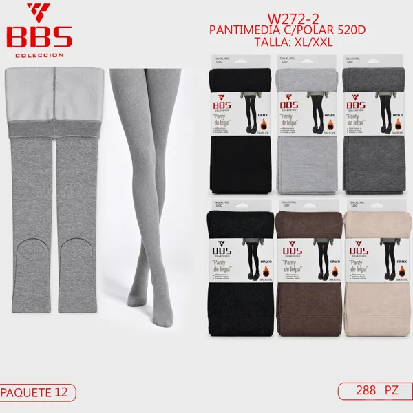 Pantimedia afelpada térmica con textura para dama, 520D, colores surtidos
