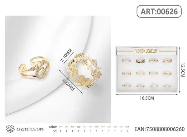 Anillo abierto ajustable de acero inoxidable, modelos surtidos