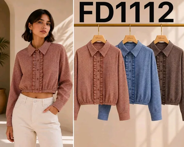Blusa de cuadros con botones y volantes