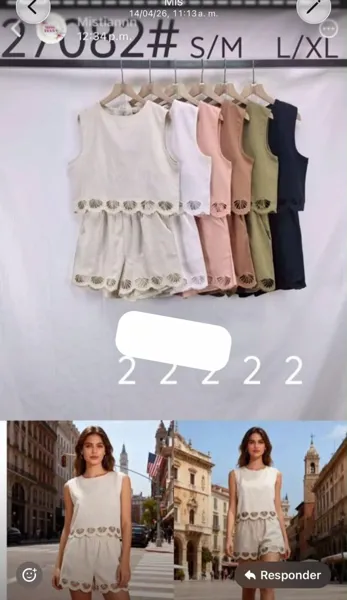 Conjunto de top y short con detalle de bordado