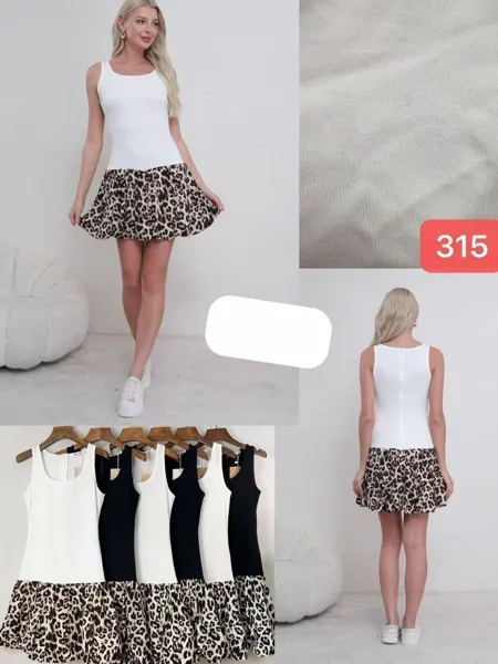 Jumpsuit sin mangas con falda estampada