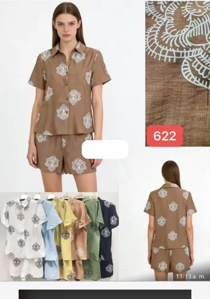 Conjunto de camisa y short con bordado
