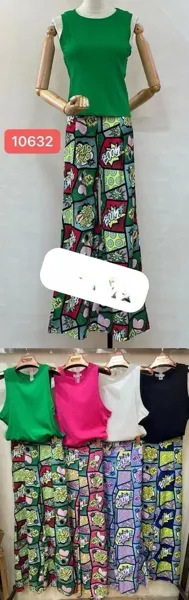 Conjunto de top sin mangas y pantalón estampado