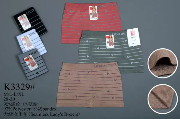Calzón bóxer sin costuras para dama con estampado de rayas y corazones, colores surtidos