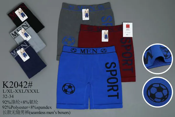 Calzoncillo bóxer largo sin costuras para caballero, estampado deportivo de balón de fútbol