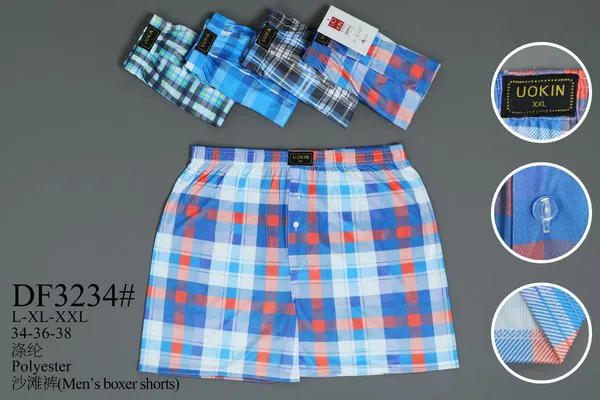 Bóxer de tela a cuadros para caballero, estilo short de playa