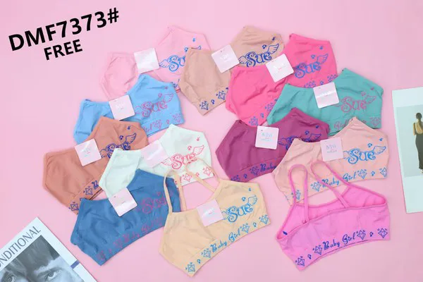 Conjunto de top de tirantes y calzón para niña, tipo bralette de algodón elástico, estampado de alas y letras, colores surtidos