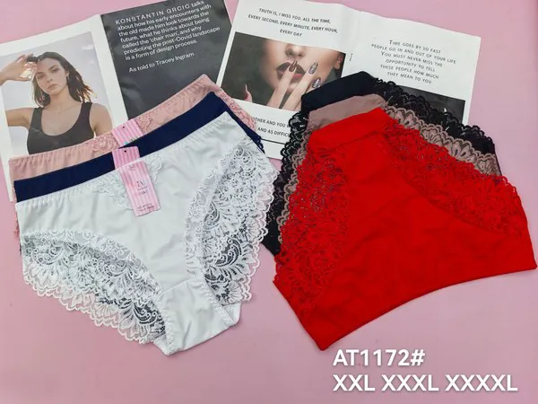 Calzón bikini de encaje floral para dama, tiro alto, colores surtidos