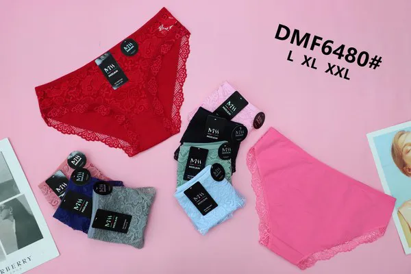 Calzón bikini de encaje floral para dama, colores surtidos