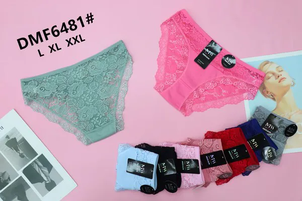 Calzón bikini de encaje floral para dama, colores surtidos