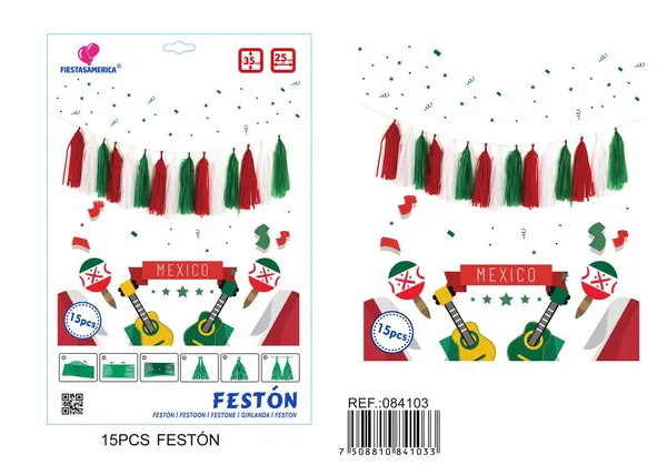 Flecos decorativos mexicanos, 15 piezas (35x25 cm)
