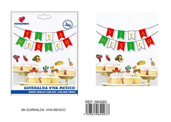 Banderín mexicano, 10 piezas, 3 m