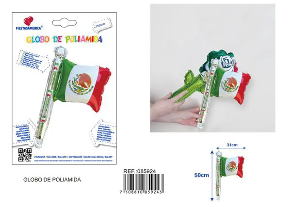 Bandera de mano mexicana, 31x50 cm