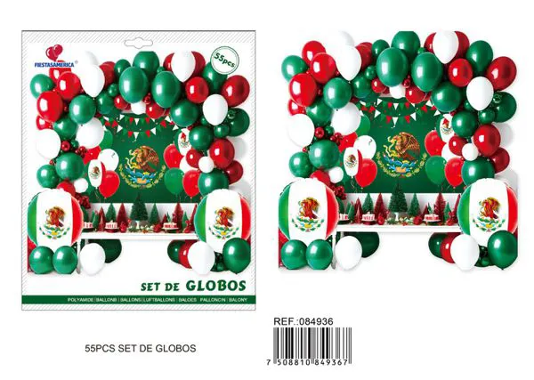 Set grande con bandera de México, 55 piezas