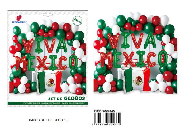 Set grande con bandera de México, 64 piezas