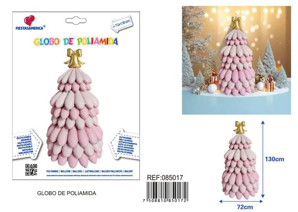 Árbol de Navidad metálico, 72x130 cm, rosa mate y rosa oscuro mate