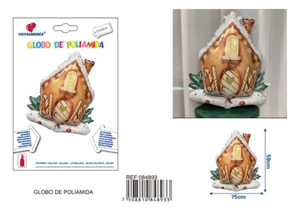 Casa de jengibre navideña, 75x59 cm