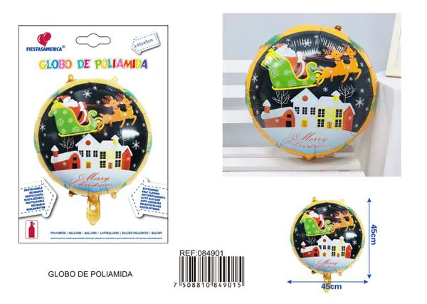 Globo redondo de reno navideño de 18 pulgadas, 45x45 cm