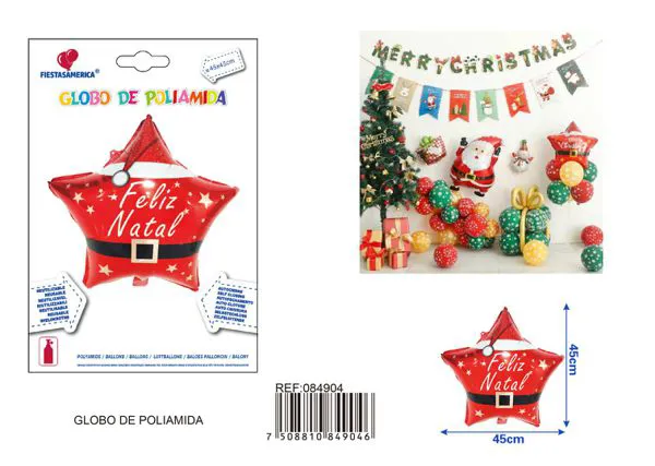 Globo de estrella navideña en español de 18 pulgadas, 45x45 cm