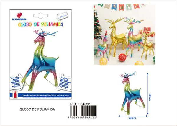 Reno multicolor 4D de pie, 48x83 cm