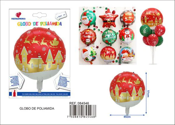 Globo redondo de paisaje nevado navideño de 18 pulgadas