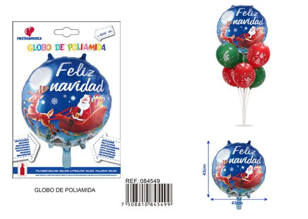 Globo redondo de Santa Claus en español de 17 pulgadas