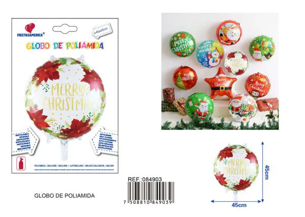 Globo redondo de corona navideña de 18 pulgadas, 45x45 cm