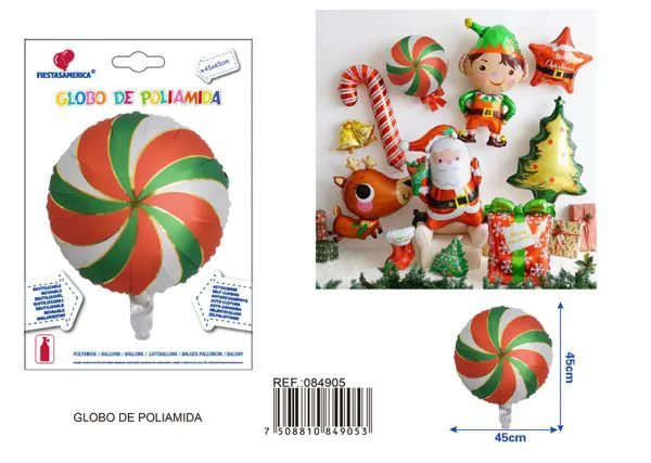 Globo redondo de rehilete navideño de 18 pulgadas, 45x45 cm