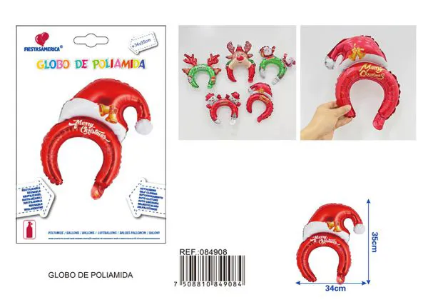 Diadema con gorro navideño, 34x35 cm