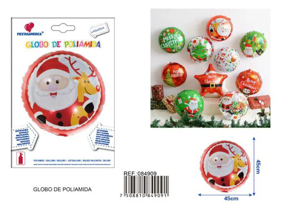 Globo redondo de Santa Claus y reno de 18 pulgadas, 45x45 cm