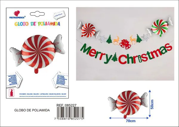 Bastón de dulce navideño, 50x70 cm