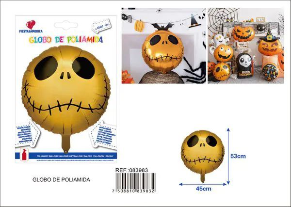 Globo redondo de calavera dorada de 18 pulgadas