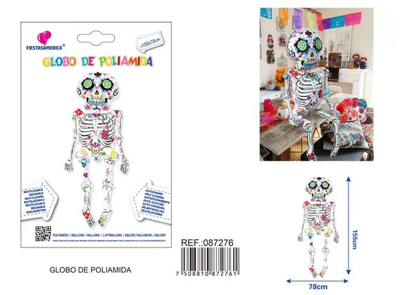 Calavera de Halloween de pie, 155x78 cm
