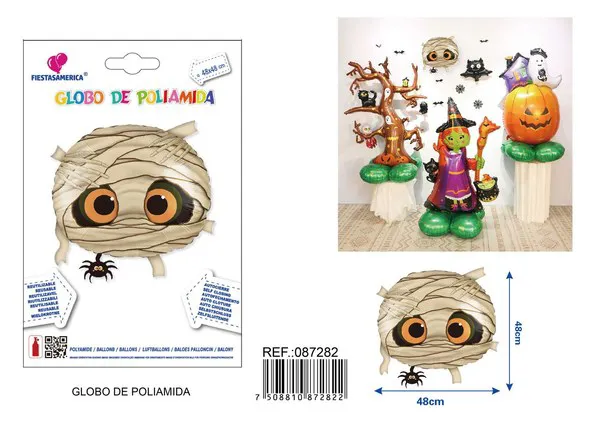 Cabeza de momia de Halloween, 48x48 cm