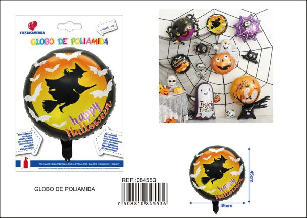 Globo redondo de bruja de Halloween de 18 pulgadas