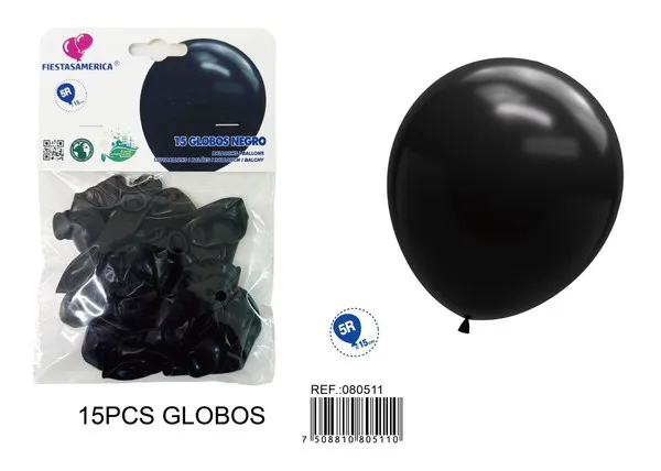 Globos de látex mate de 5 pulgadas 1g, color negro, 15 piezas