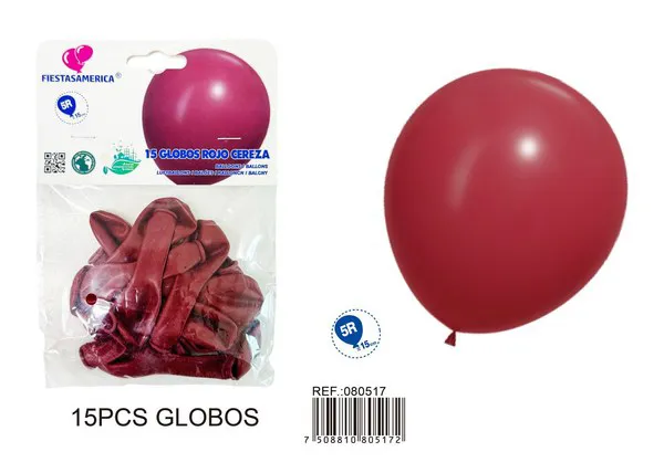Globo de látex mate de 5 pulgadas 1 g, color rojo granada, 15 piezas