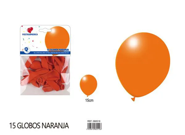 Globo de látex mate de 5 pulgadas 1 g, color naranja, 15 piezas