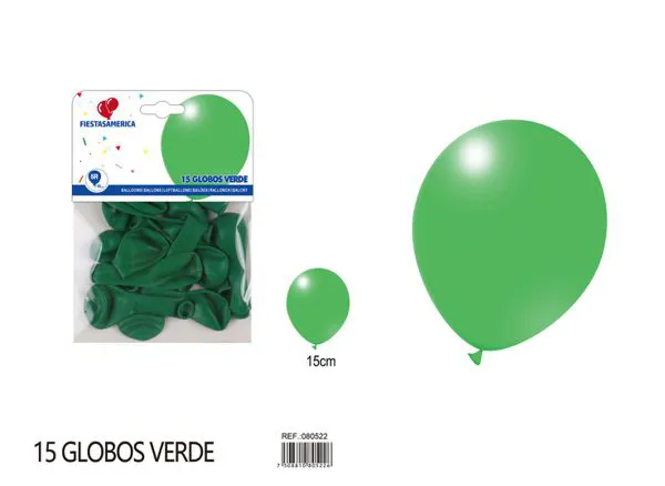 Globo de látex mate de 5 pulgadas 1 g, color verde, 15 piezas