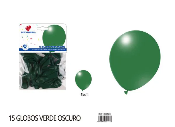 Globo de látex mate de 5 pulgadas 1 g, color verde oscuro, 15 piezas
