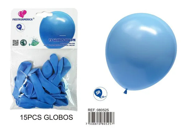 Globo de látex mate de 5 pulgadas 1 g, color azul claro, 15 piezas
