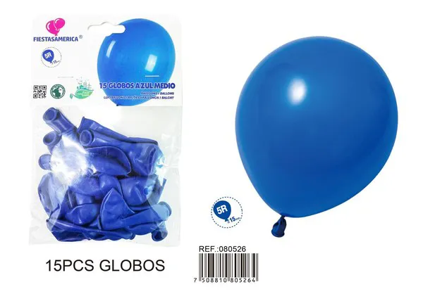 Globo de látex mate de 5 pulgadas 1 g, color azul, 15 piezas
