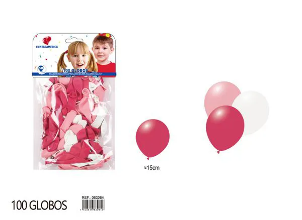 Globo de látex mate de 5 pulgadas 1 g, tres colores surtidos (fucsia, rosa claro y blanco), 100 piezas